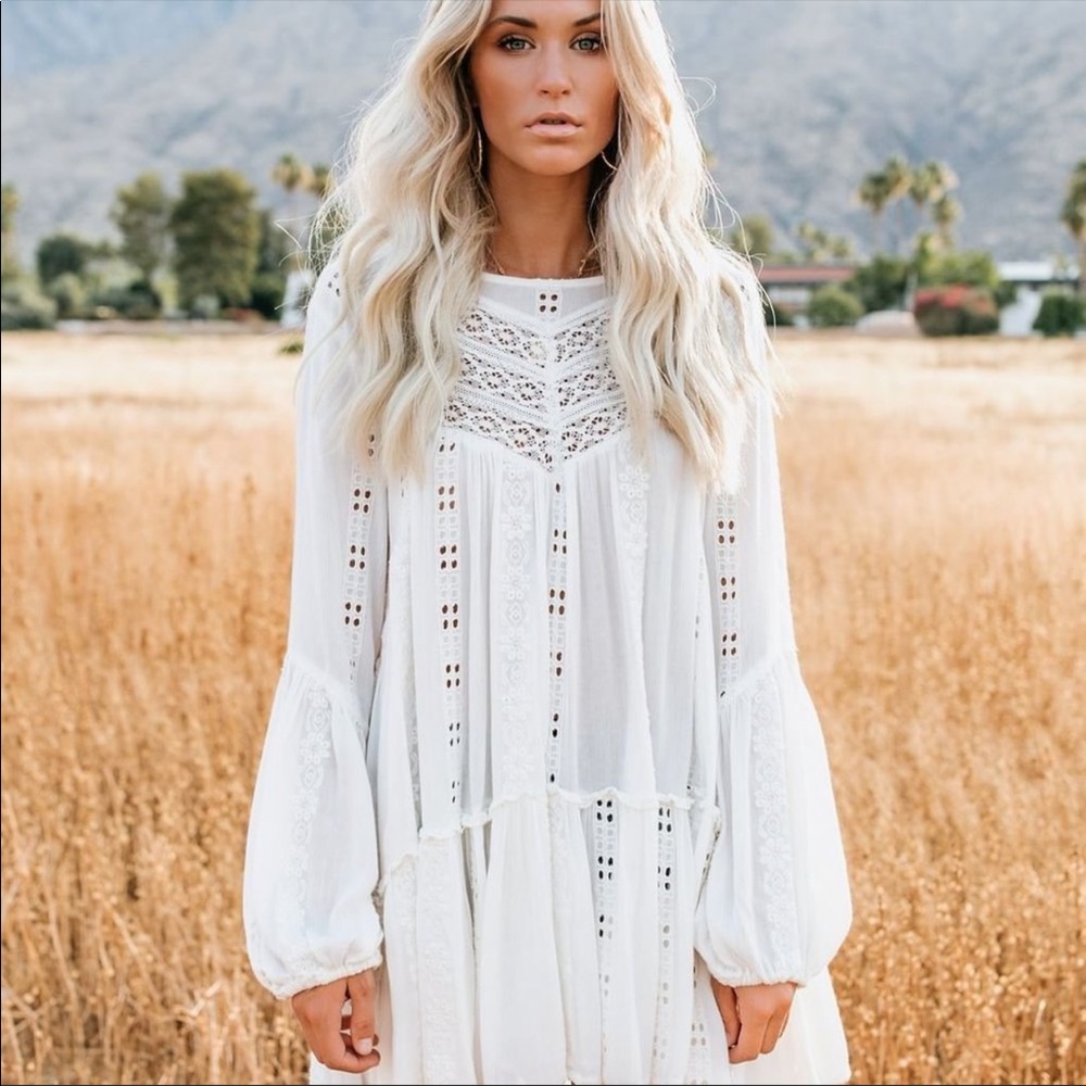 Free People Kiss Kiss Lace Inset Tunic